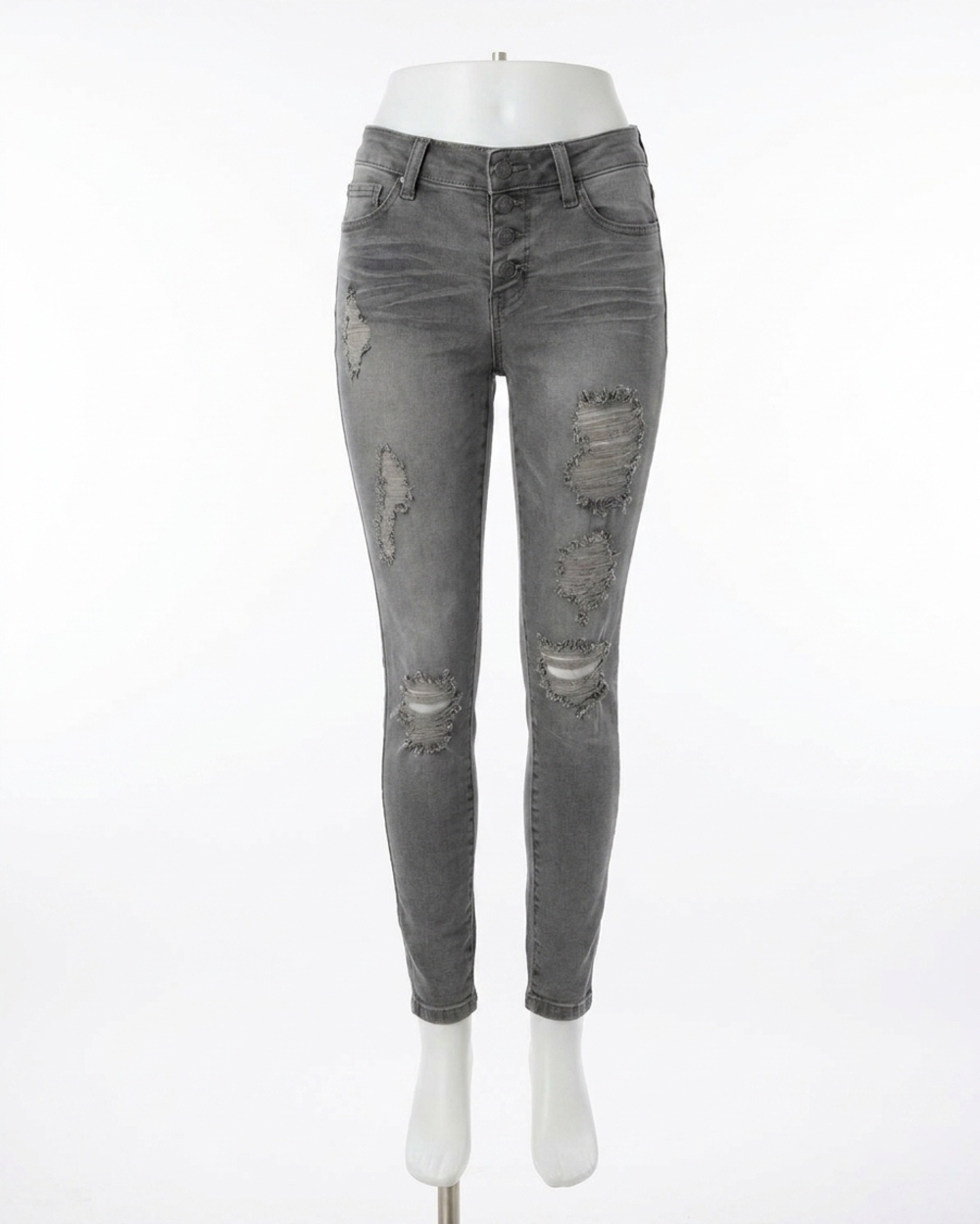 NEW GRACE AND LACE button fly distressed jeggings in grey